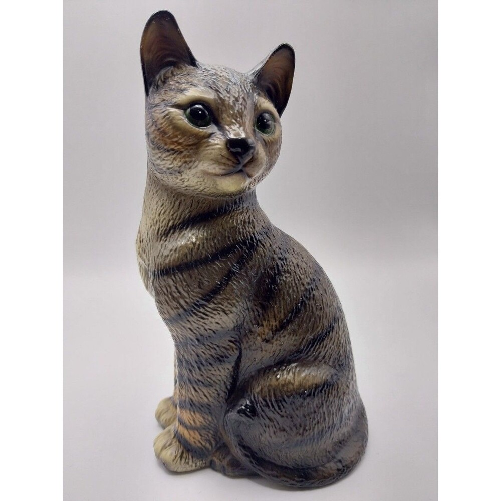 Harvey Knox Hand Painted VTG Tabby Cat Figurine 7 Ceramic Collectible Japan